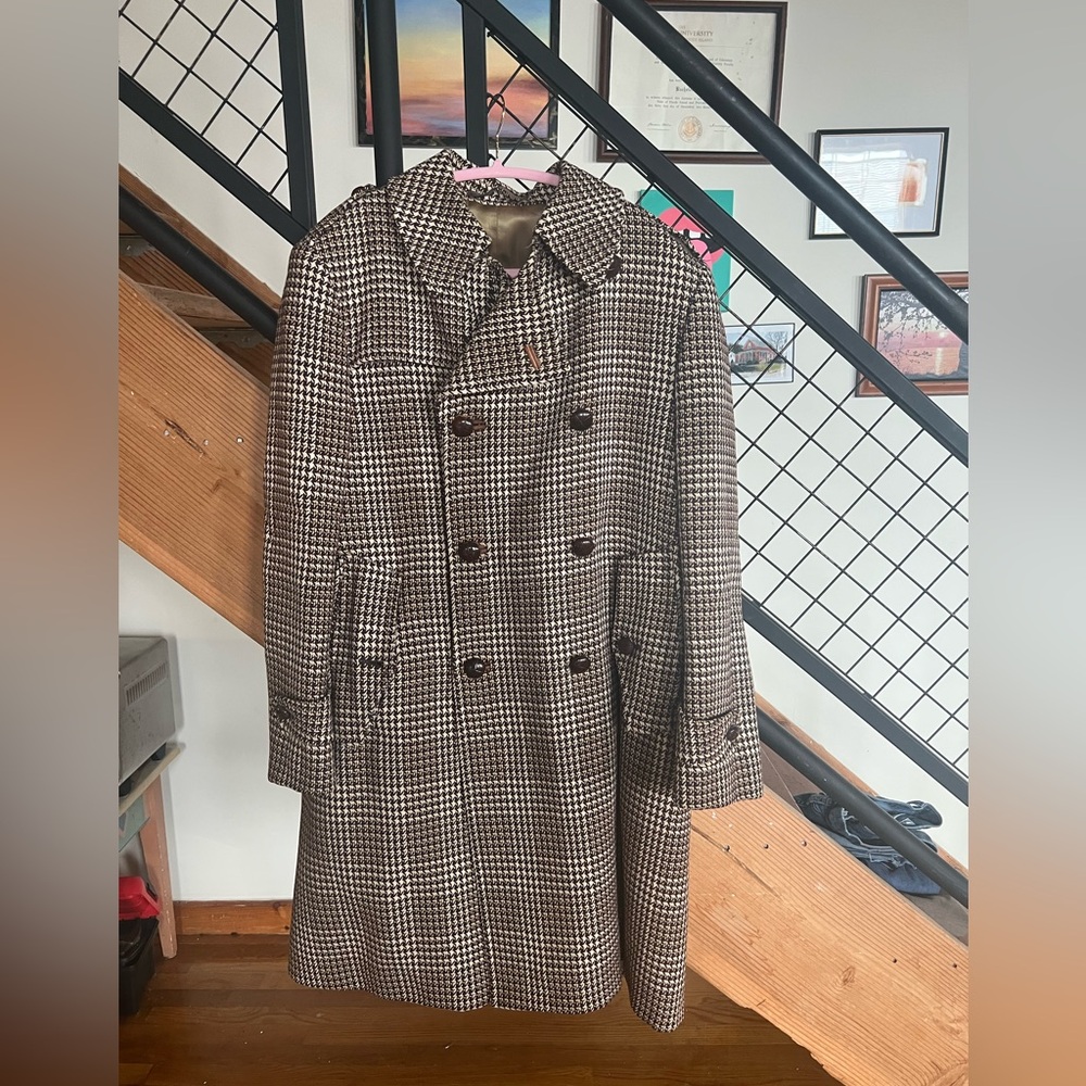 Plaid Cortefiel vintage 80s overcoat